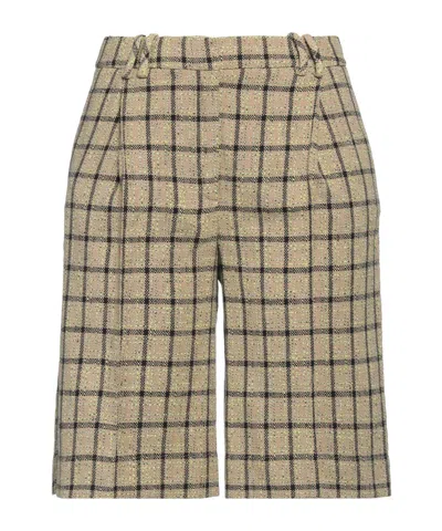Ganni Comfortable Stretch Check Shorts In Brown