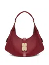 Ganni Kat Small Red Shoulder Bag With Adjustable Handle And Logo Plaque On The Front In Leather Woman In Burgundy