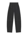 Ganni Womens Black Curved-leg Mid-rise Organic Cotton-blend Trousers In Black