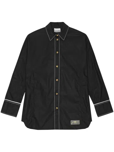Ganni Contrasting Shirt In Black