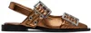 Ganni Bronze Slingback Ballet Flat Shoe With Buckles In 046 Bronze