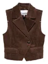 Ganni Corduroy Buttoned Waistcoat In Brown