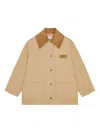 Ganni Corduroy-collar Utility Jacket In Brown