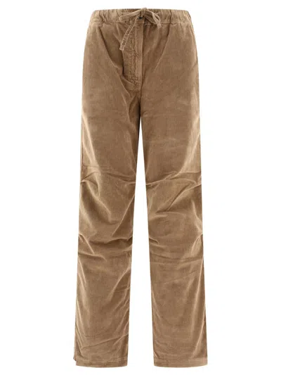 Ganni Corduroy Drawstring Trousers In Brown