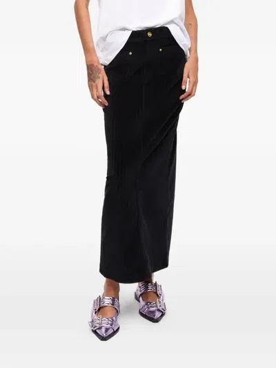Ganni Corduroy Pocket Maxi Skirt In Black