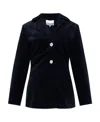 Ganni Corduroy Ruched Jacket In Black