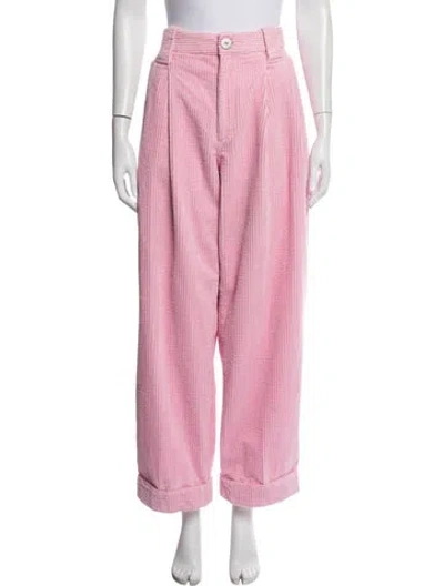 Pre-owned Ganni Corduroy Wide Leg Pants In Pink