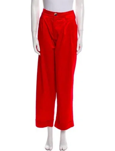 Pre-owned Ganni Corduroy Wide Leg Pants In Red