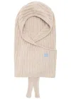 Ganni Core Future Logo-embroidered Wool-blend Balaclava In Neutral