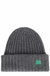 Ganni Core Future Wool Knit Beannie In Gray
