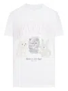 Ganni Basic T-shirt In Cotton Jersey With Animal Graphics In White