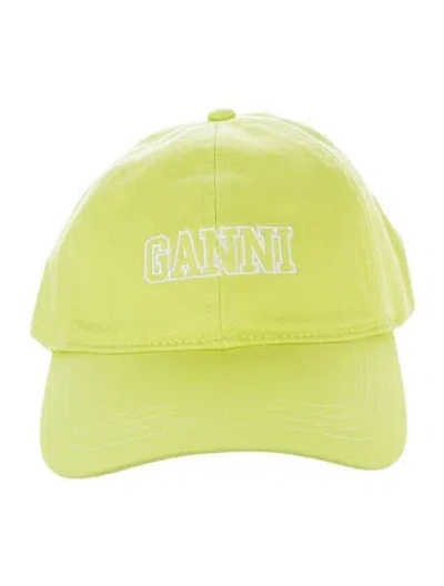 Pre-owned Ganni Cotton Baseball Cap W/tags In Green