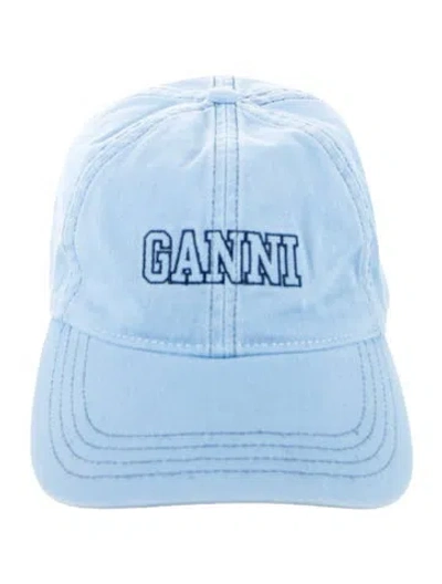 Pre-owned Ganni Cotton Baseball Hat In Blue