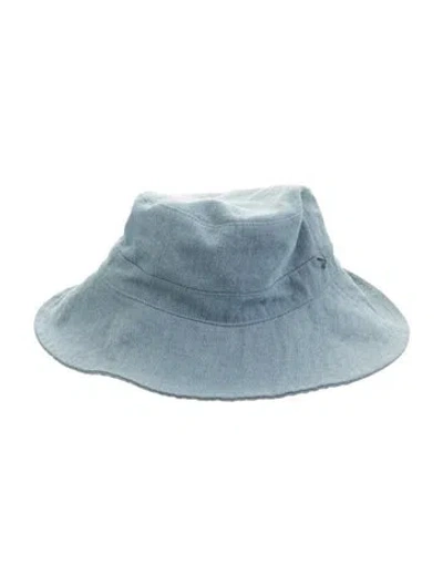 Pre-owned Ganni Cotton Blend Bucket Hat In Blue