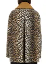 Ganni Leopard Printed Canvas Midi Puffer Jackets Brown In Brown
