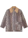 Ganni Long Sleeve Animal Print Jacket With Wide Collar In Animal Print