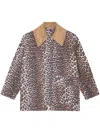 Ganni Long Sleeve Animal Print Jacket With Wide Collar In Animal Print