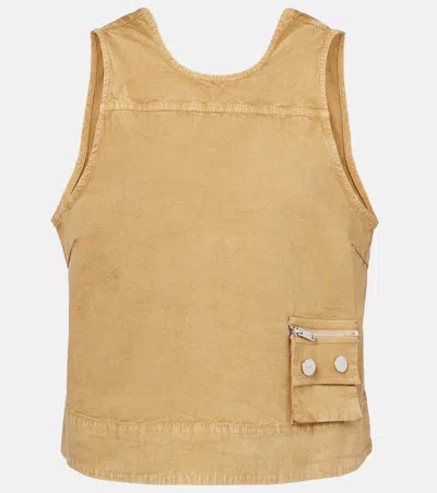Ganni Cotton-blend Top In Sand