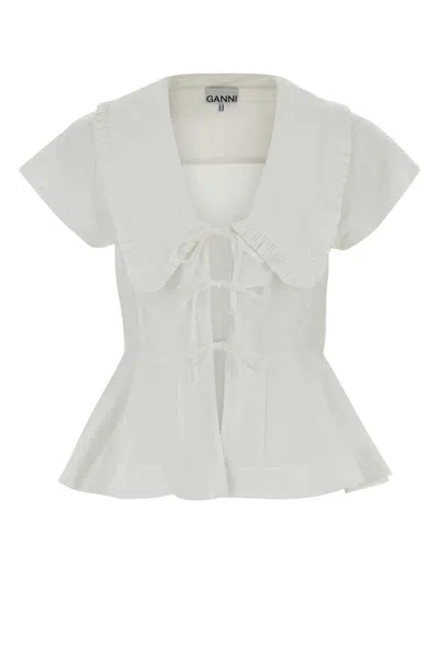 Ganni Cotton Blouse In White
