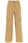 Ganni Checked Canvas Trousers For Men In Tigers Eye (beige)