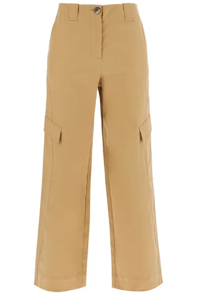 GANNI COTTON CANVAS CARGO TROUSERS