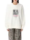 Ganni Off-white Isoli Kittens Drop Shoulder Sweatshirt In White