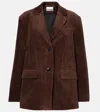 Ganni Cotton Corduroy Blazer In Brown