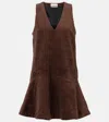 Ganni Cotton Corduroy Minidress In Brown