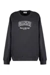 Ganni Cotton Crew-neck Sweatshirt In Phantom