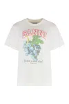 Ganni Grape Print Crew Neck Short Sleeve Top