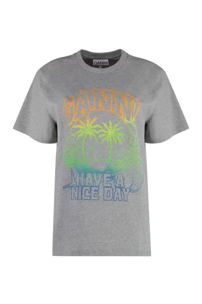 GANNI GANNI COTTON CREW-NECK T-SHIRT