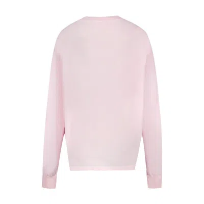 Ganni Cotton Crew-neck Sweatshirt In Pink