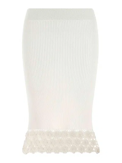 Ganni Mini Organic Cotton Blend Skirt For Women In White