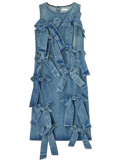 Ganni Cotton Denim Dress In Blue