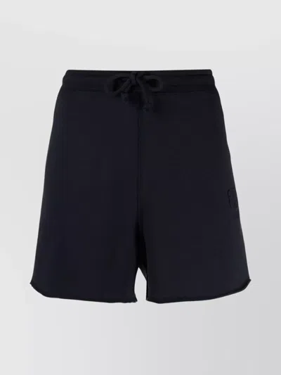 GANNI COTTON DRAWSTRING SHORTS WITH EMBROIDERED LOGO