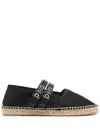Ganni Buckled Canvas Espadrilles In Black