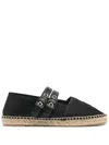 Ganni Buckled Canvas Espadrilles In Black