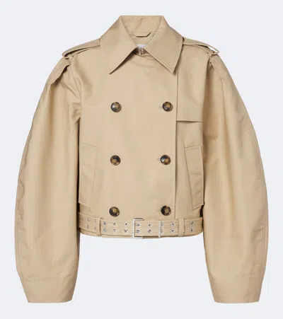 Ganni Cotton Jacket In Brown