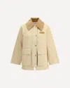 Ganni Womens Oversized-collar Brand-patch Woven Jacket Pale Khaki In Neutral