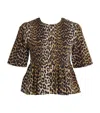 Ganni Organic Cotton Top Smock For In Animal Print