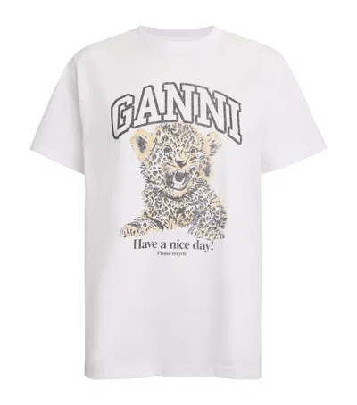 GANNI COTTON LEOPARD T-SHIRT