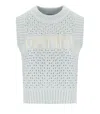 Ganni Textured Organic Cotton Blend Sweater Vest In Blue