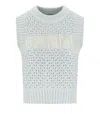 Ganni Textured Organic Cotton Blend Sweater Vest In Blue