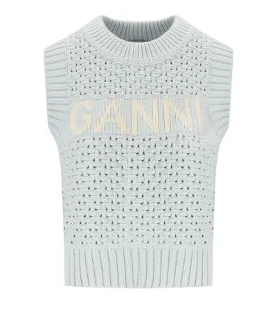 Ganni Cotton Light Blue Vest
