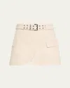 Ganni Cotton Melange Tailoring Mini Skirt In Angora In Angora