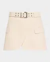 Ganni Cotton Melange Tailoring Mini Skirt In Angora In Angora