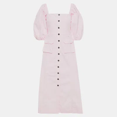 Pre-owned Ganni Cotton Midi Dress 38 In Pink