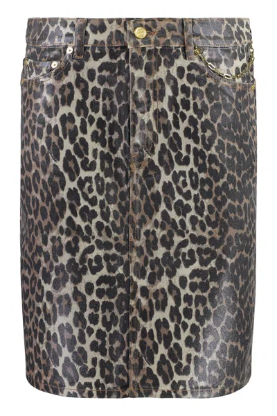 Ganni Cotton Mini-skirt In Animal Print