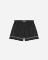 Ganni Cotton Poplin Elasticated Shorts In Black