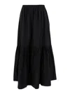 Ganni Black Flounce Maxi Skirt In Black